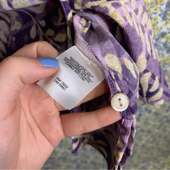 Vintage 90s/Y2K Purple Patterned Alfred Dunner Short Sleeve Button Down Shirt - Picture 6 of 6